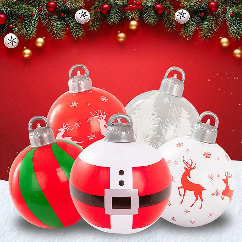 26 Inch Light Up PVC Inflatable Christmas Ball with Light Remote PVC Giant Inflatable Christmas Balls Christmas Decorations Ball