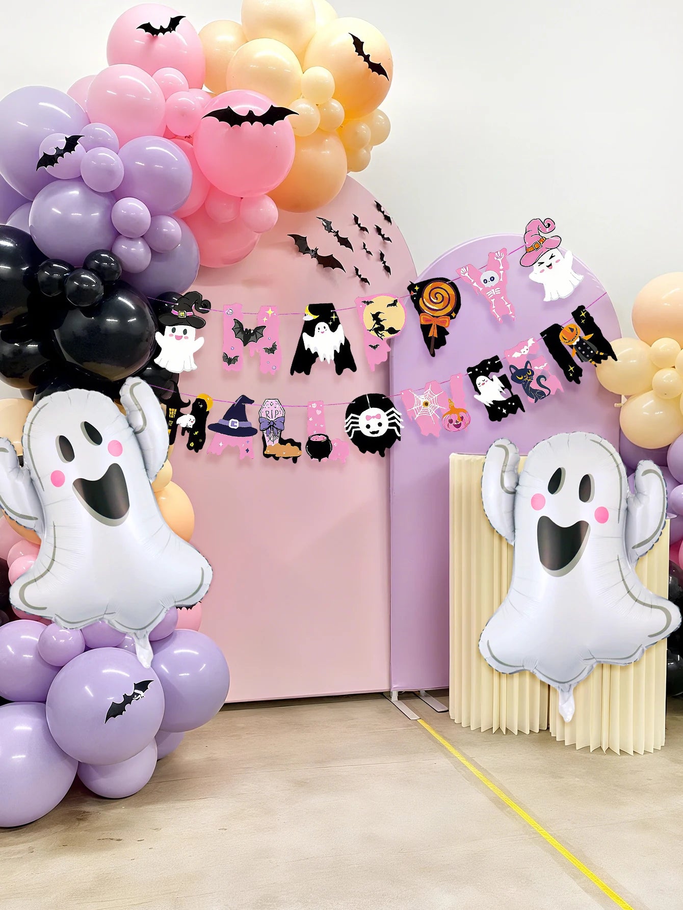 3pcs Halloween pink theme set, suitable for Halloween party supplies, ghost party, home decoration Halloween supplies