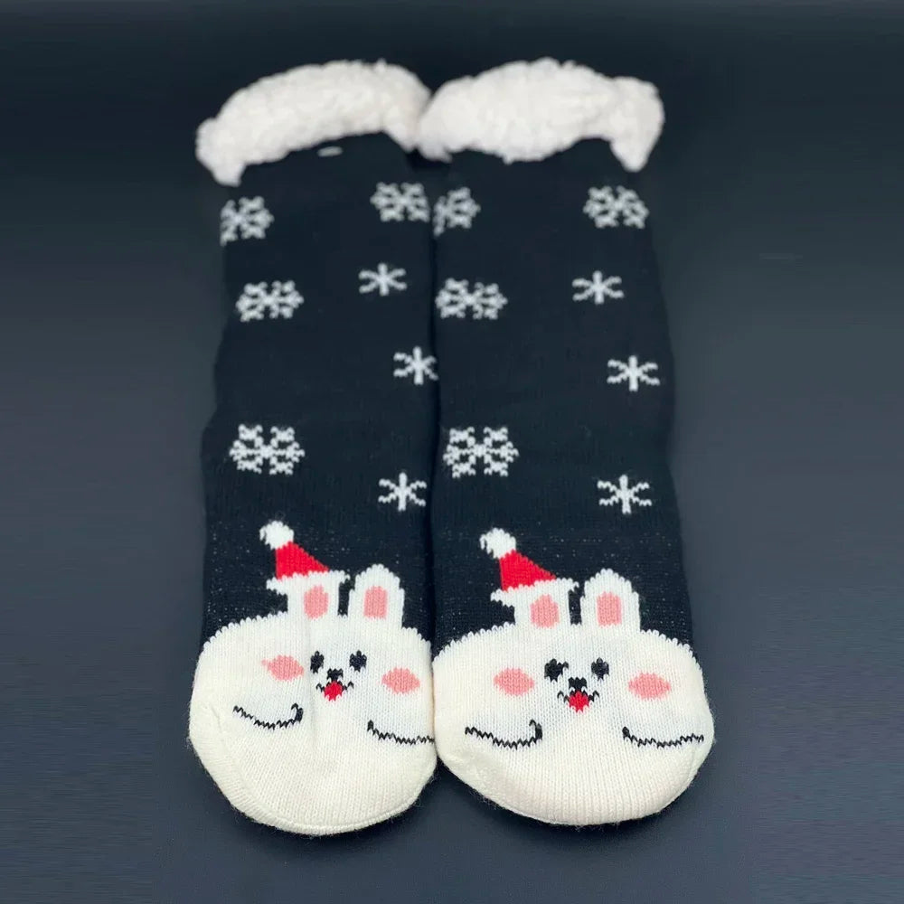 Christmas Fuzzy Socks Womens Winter Thermal Warm Floor Sock Soft Female Home Indoor Gifts Non Slip Grip Slipper Sock Fluffy