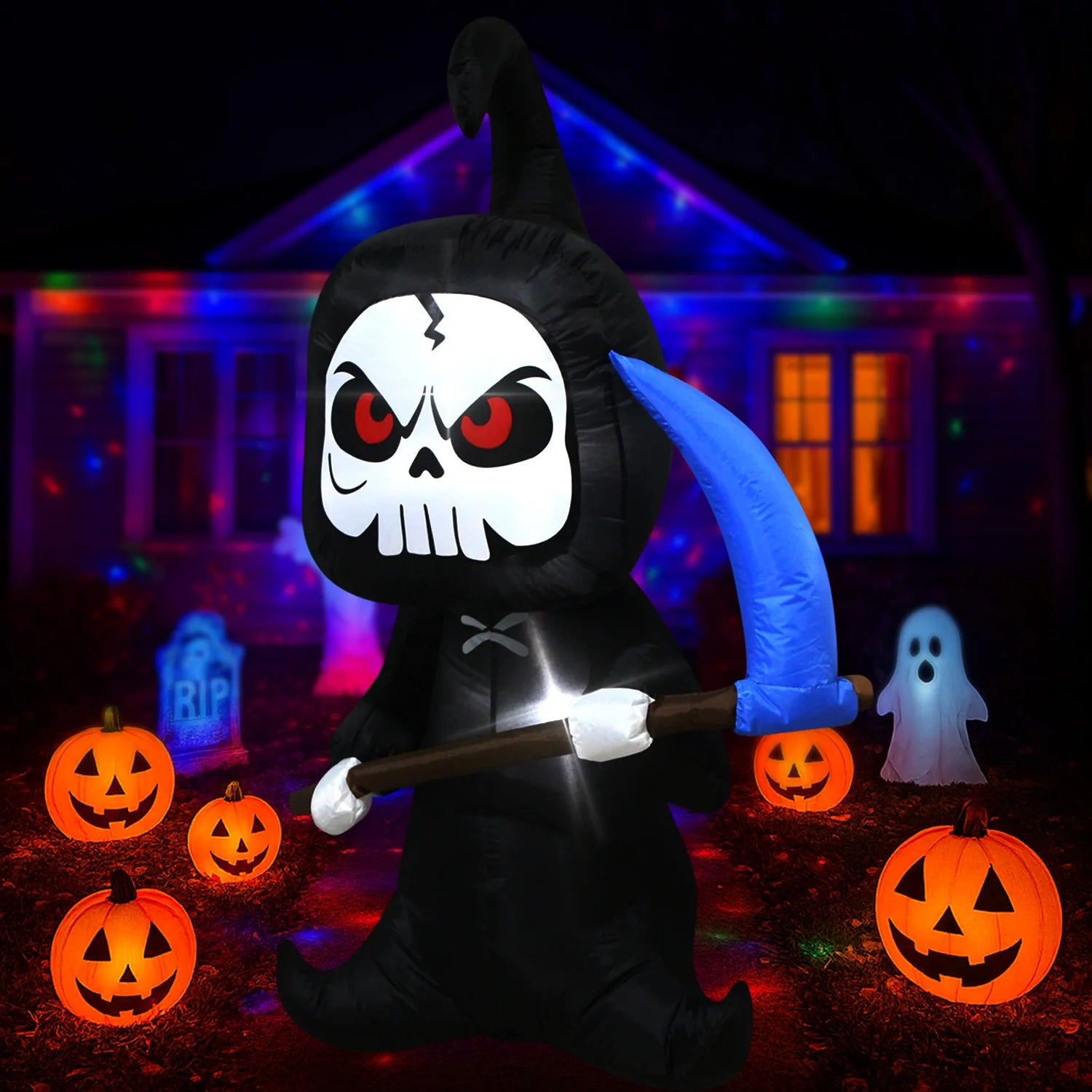 1pc Halloween Inflatables Outdoor Decorations Inflatable Yard Decoration with Build-in LEDs Blow Up Pumpkin for Halloween Party