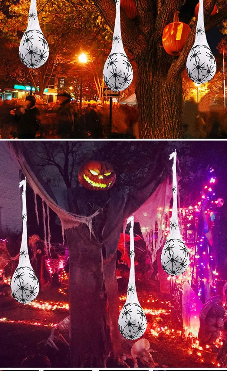 1-5PCS Halloween Hanging Spider Egg Sack Decoration with LED Lights Battery Powered for Haunted House Porch Yard Party Decor