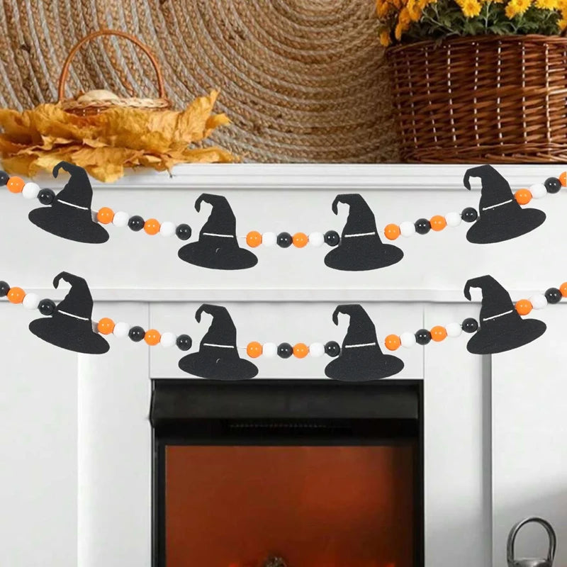Halloween Pumpkin Bat Banner Garland Halloween Party Decorations Kids Halloween Non-Woven Banner Trick or Treat Party Supplies