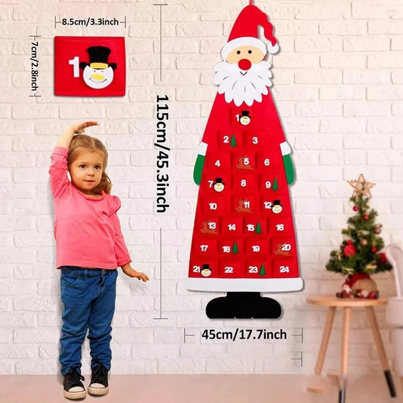 Felt Pendant Santa Claus Pocket Calendar Christmas Countdown Calendar Pendant Christmas Decorations Scene Background Supplies