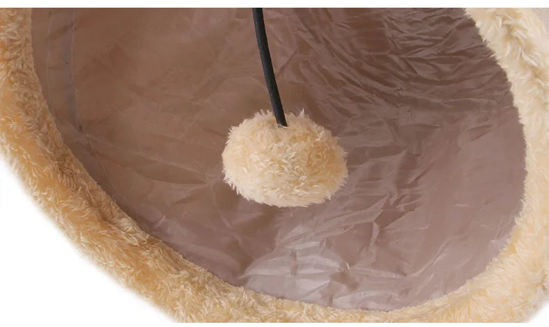 Collapsible Cat Winter Suede Tunnel for Puppy Rabbit Kitten Play Chase Hide Tunnel,Interactive Bedding Toy in 2 ways,3 ways, Cro