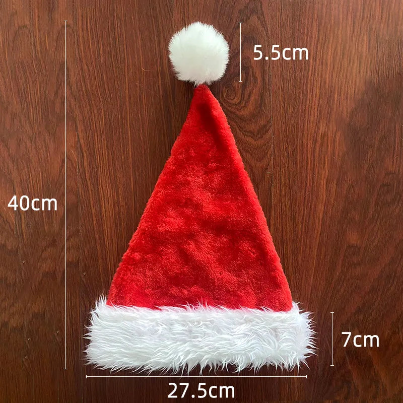 Plush Christmas Santa Hat - Unisex Red Hat for Adults & Kids,Xmas New Year Party Decoration Supplies,Long Plush Festive Gift Hat