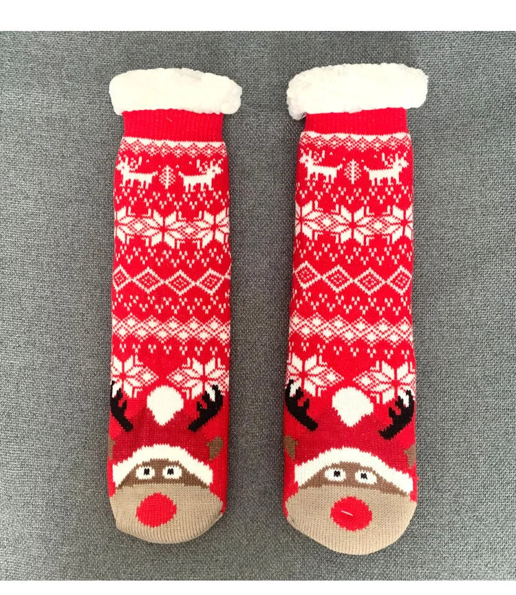 Christmas Fuzzy Socks Womens Winter Thermal Warm Floor Sock Soft Female Home Indoor Gifts Non Slip Grip Slipper Sock Fluffy
