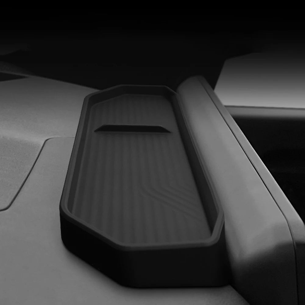 Black Silicone Car Dashboard Tray Behind Screen Tissues Stowing Tidying Storage Box Fit For Kia EV9 2024-2025