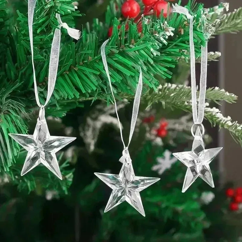 Christmas Acrylic Snowflake Clear Simulation Icicle Ornaments Xmas Tree Hanging Pendants DIY Winter New Year Party Decoration