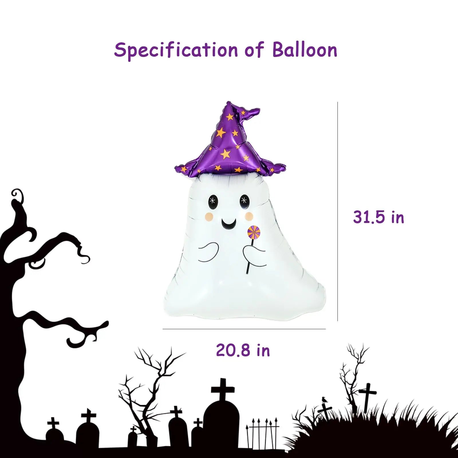 5pcs 31.5 inch cute ghost aluminum foil balloons birthday Halloween haunted house party decoration balloons