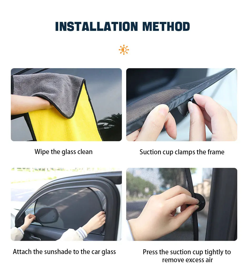 SEAMETAL 2PCS Car Window Sunshade Cover Sun Shield UV Protection Auto Front Rear Black Window Curtain Summer Car Accessories