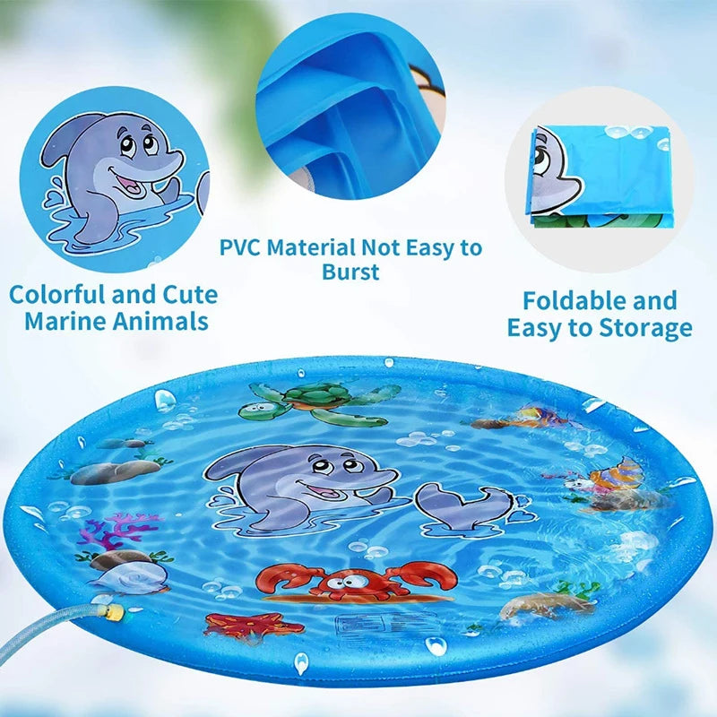 170cm Summer Dog Toy Splash Sprinkler Pad Pet Swimming Pool Interactive for Pet Children Interactive Outdoor Play Water Mat Toys