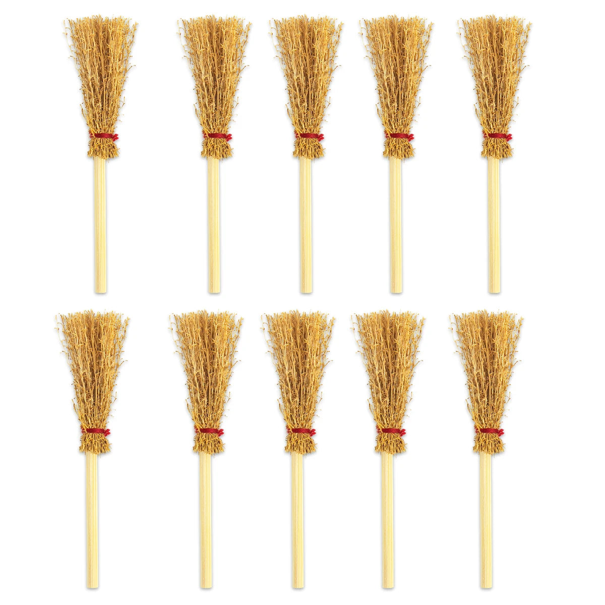 10/20pcs Mini Halloween Witch Broom DIY Hanging Ornaments Artificial Miniature Brooms Halloween Decoration Dollhouse Accessories
