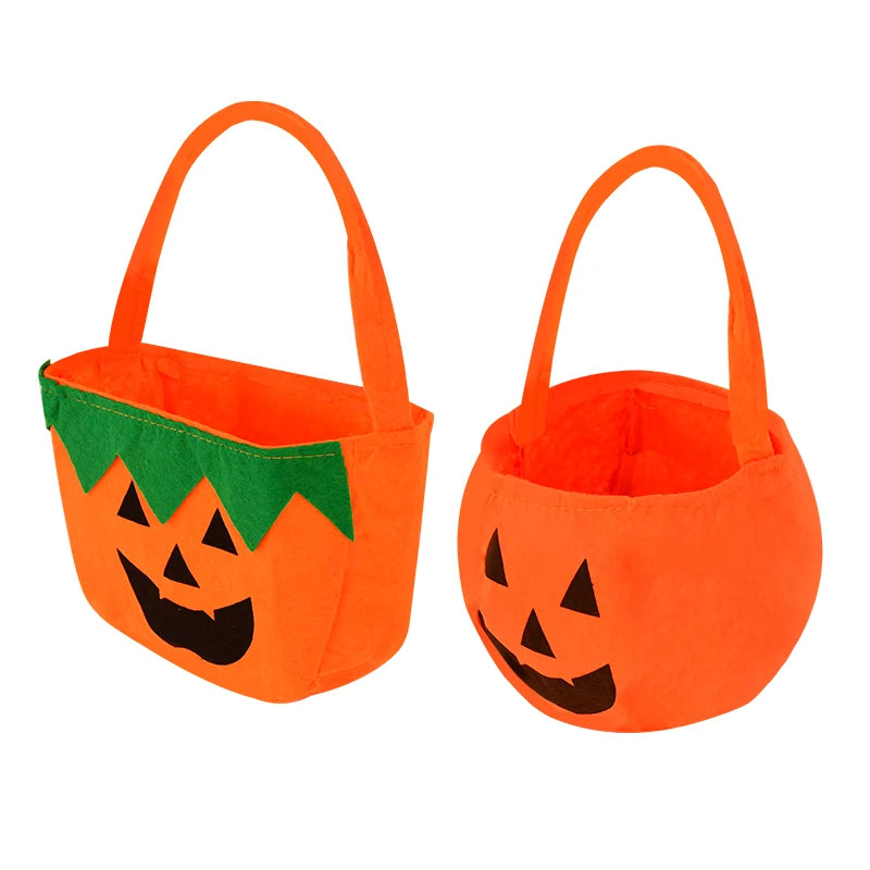 Halloween Pumpkin Candy Gift Bag With Handheld Cloth Pumpkin Cookie Snack Bags Halloween Party Decor Kids Favors Trick Or Treat