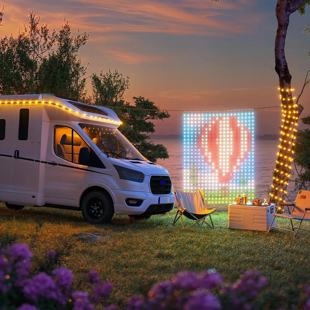 APP Control Smart LED Curtain Lights Sting USB 5V Fairy Light DIY Text Pattern Display for Room Outdoor Garden Christmas Decor