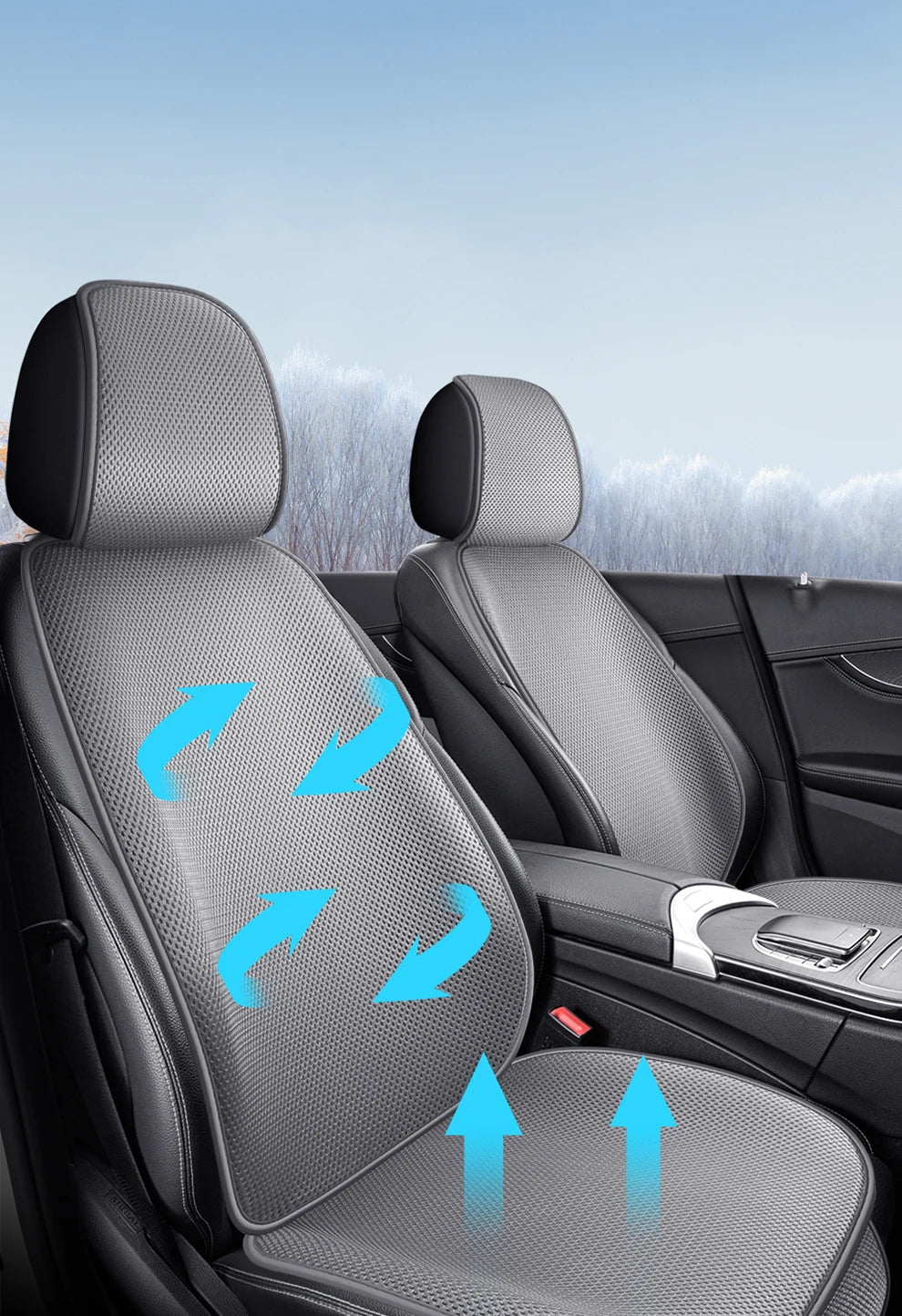 Single Summer Thickeneded Ice Silk Car Seat Cushion, 3D Fiber Honeycomb Mesh, Three-Dimensional Rebound, Comfortable and Breathable, Machine Washable, Suitable for Most Cars, Trucks, Suv