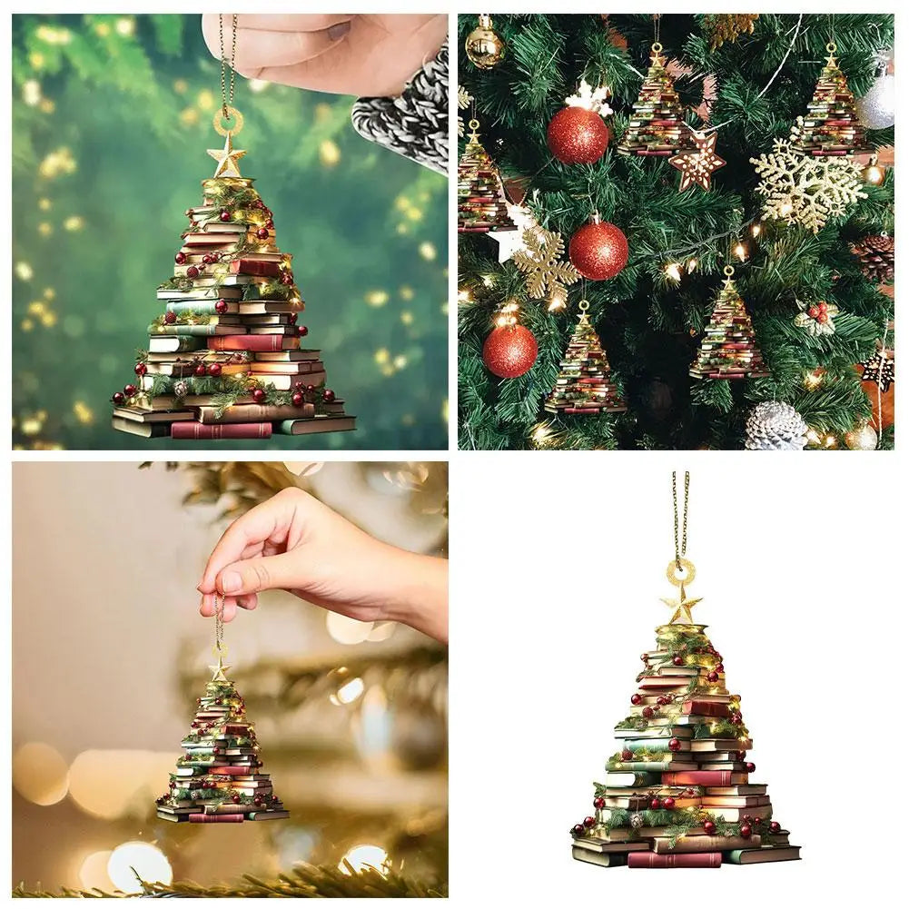 Christmas Ornament Mountain Of Book Christmas Tree Hanging Pendant 2025 Happy New Year Decor 2024 Merry Christmas Decoration