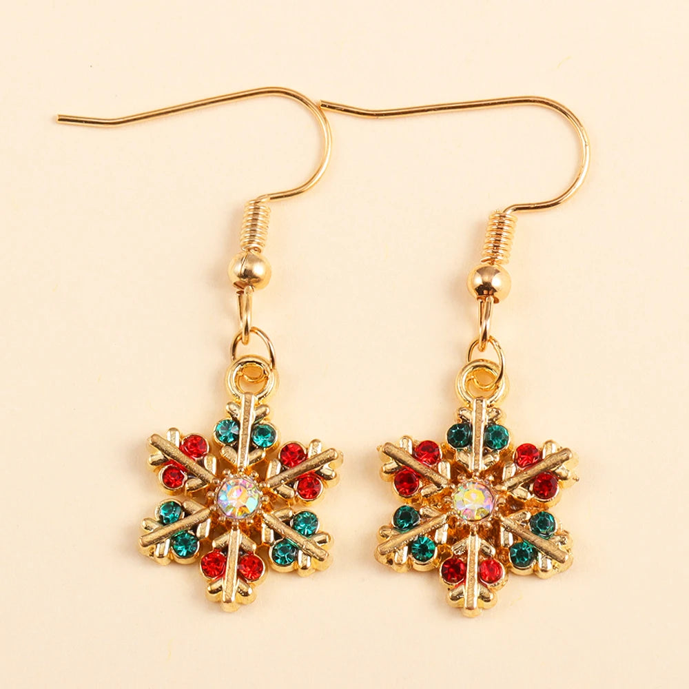 2Pairs Cute Christmas Set Earring Alloy Enamel Bell Snowflake Snowhouse Design Earrings - Perfect Holiday Jewelry Gift