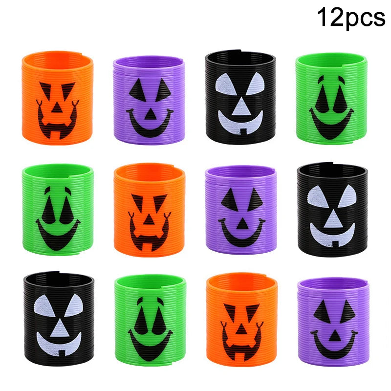 12/24pcs Halloween Theme Coil Springs Toys Kids Halloween Party Favors Trick or Treat Gifts Boy Girl Birthday Goodie Bag Fillers