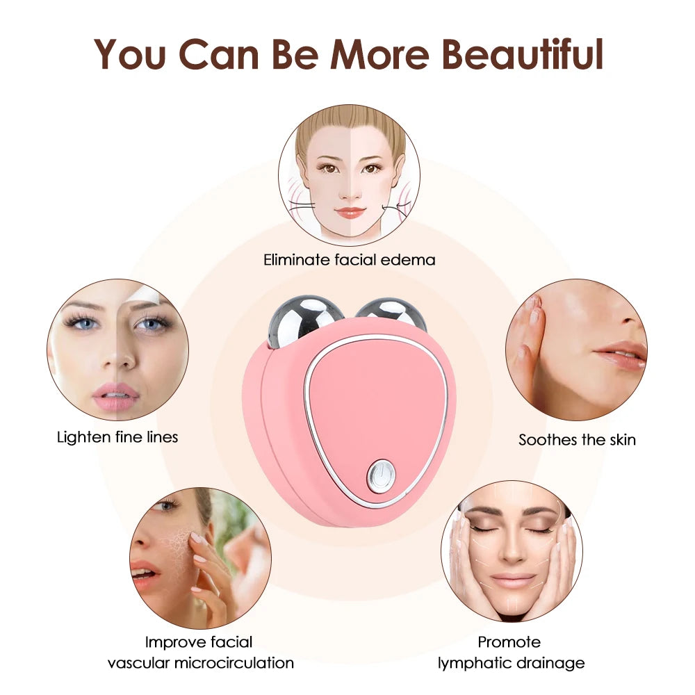 Portable Electric Face Lift Roller Massager EMS Sonic Facial Lifting Skin Tighten Massage