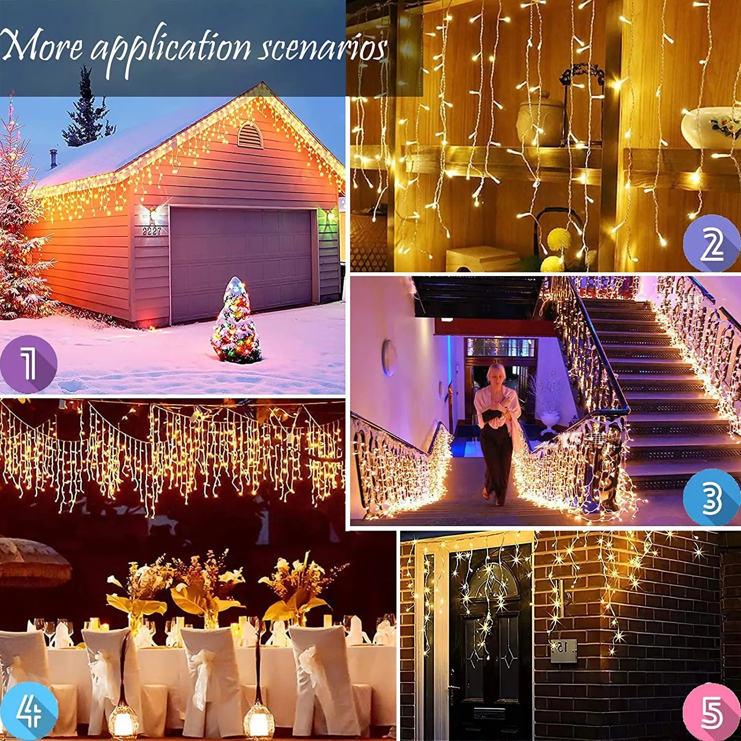 Christmas Decoration 2024/2025 icicle Led Curtain Lights for Outdoor Droop 0.4/0.5/0.6M Christmas Lights for home New Year 2025