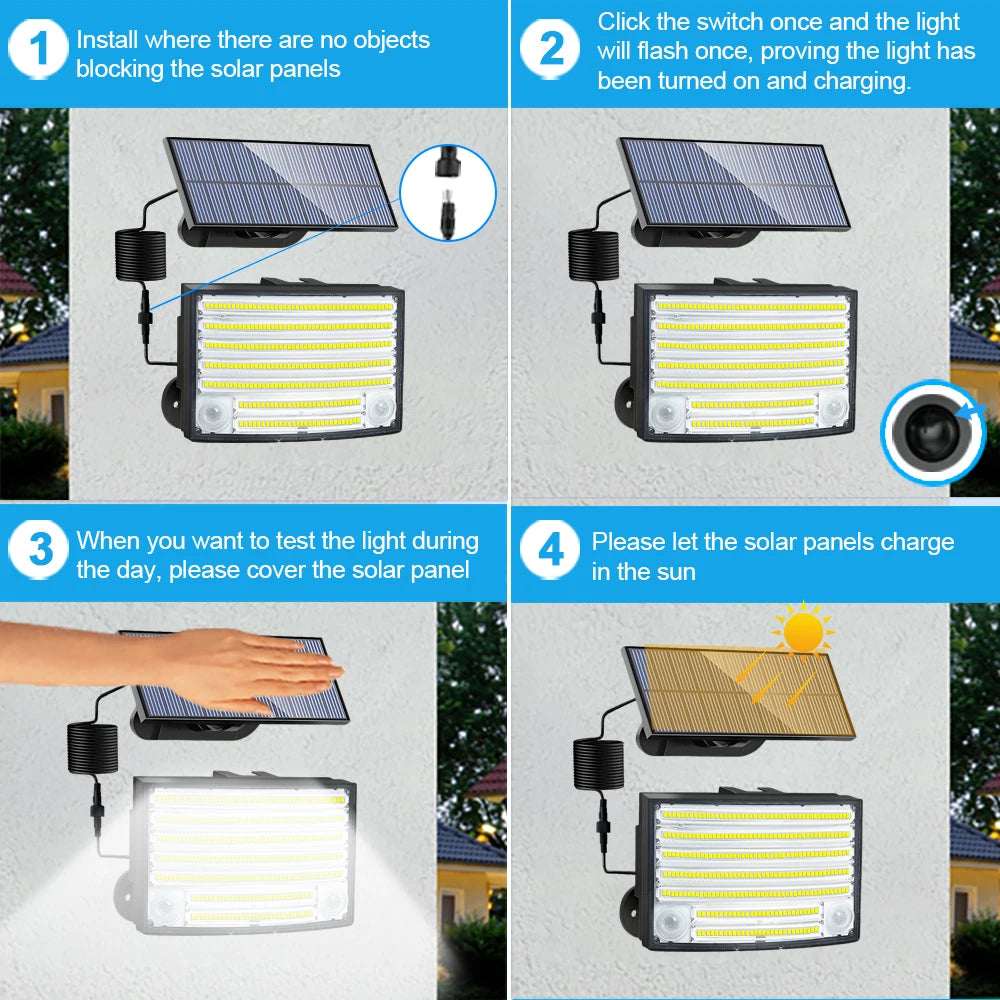 Solar Lights Outdoor Garden 200/288LED Solar Security Light Motion Sensor 3 Mode Waterproof Solar Powered Flood Lamp Yard Garage