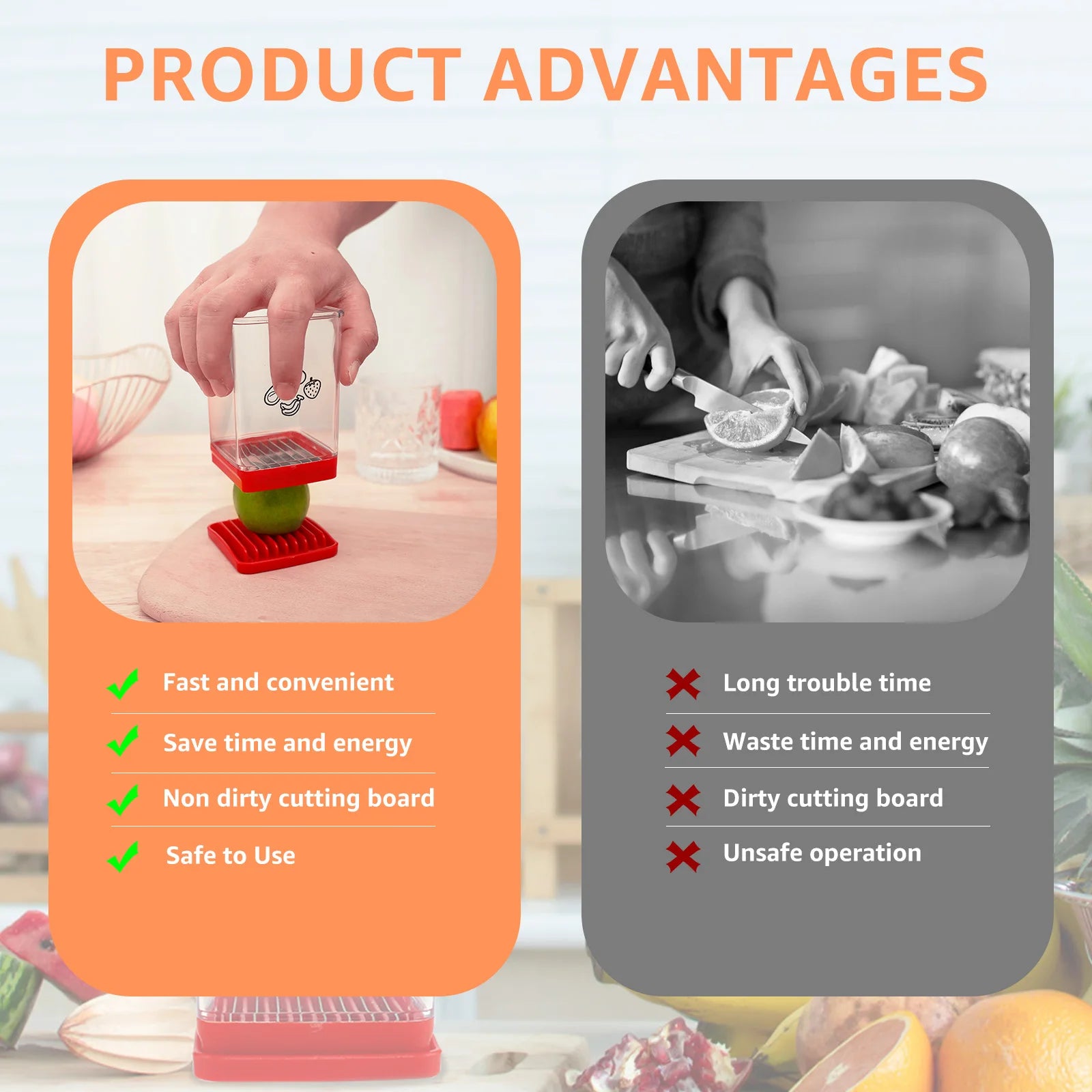 New Fruit Vegetable Speed Slicer with Push Plate Manual Cup Cutter