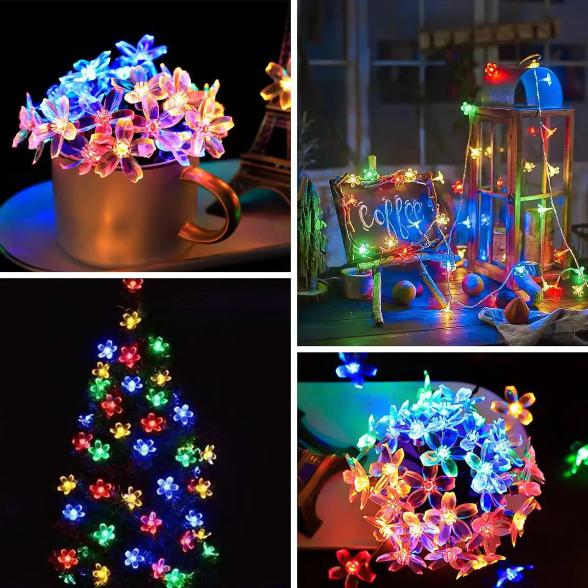 1PC Flower Fairy Lights Battery Operated String Lights Waterproof 10/20/30/40 LED Cherry Blossom Lights For Patry Wedding Decor