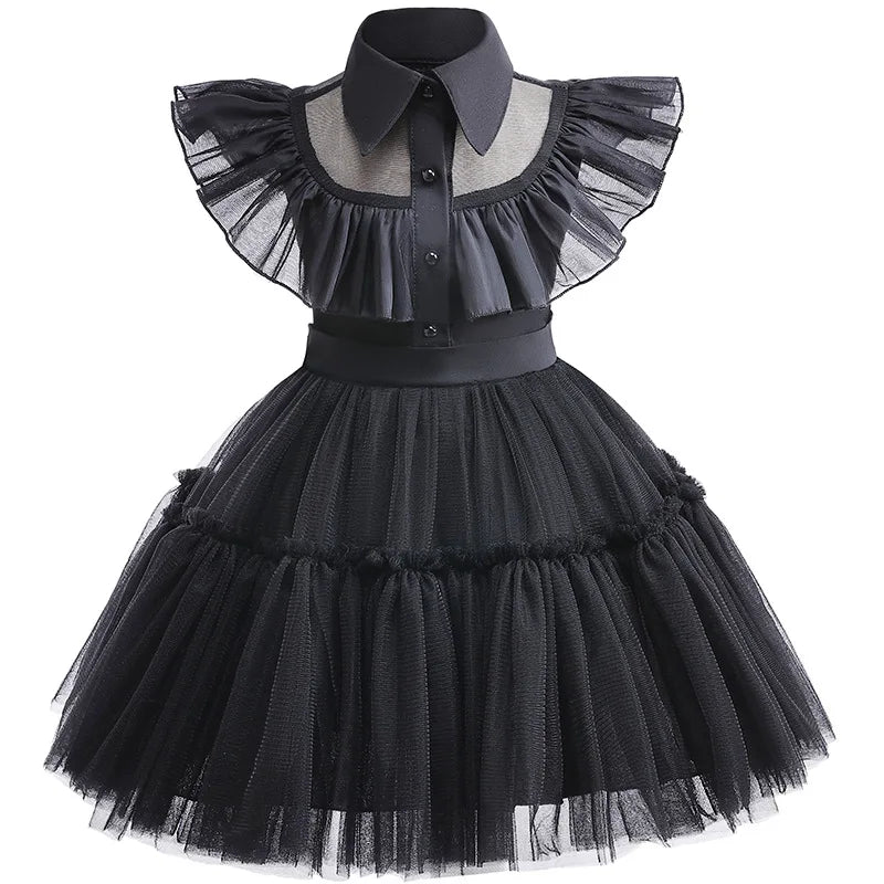 1-6 Years Children Dress For Girl Costume 2023 New Vestidos For Kids Birthday Party Dresses Black Halloween Cosplay Costumes