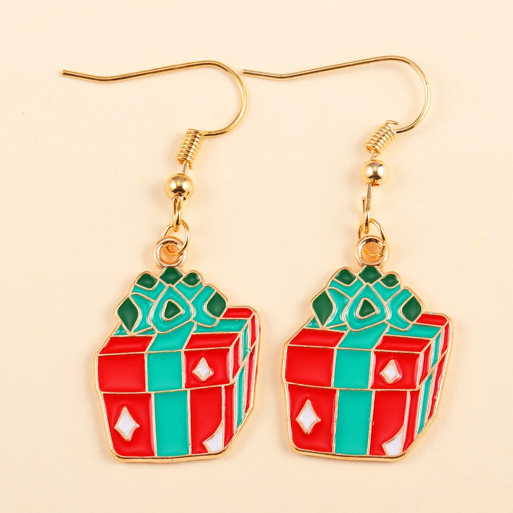 2Pairs Cute Christmas Set Earring Alloy Enamel Bell Snowflake Snowhouse Design Earrings - Perfect Holiday Jewelry Gift