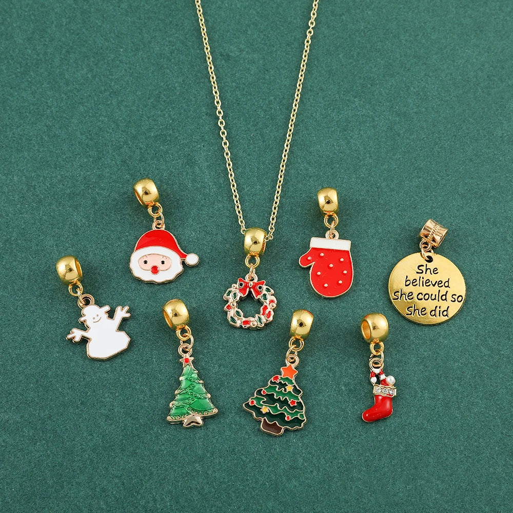 Cute Cartoon Christmas Blind Box Advent Calendar DIY Jewelry Exquisite Bracelets And Necklaces for Girls Birthday Fashion Gifts