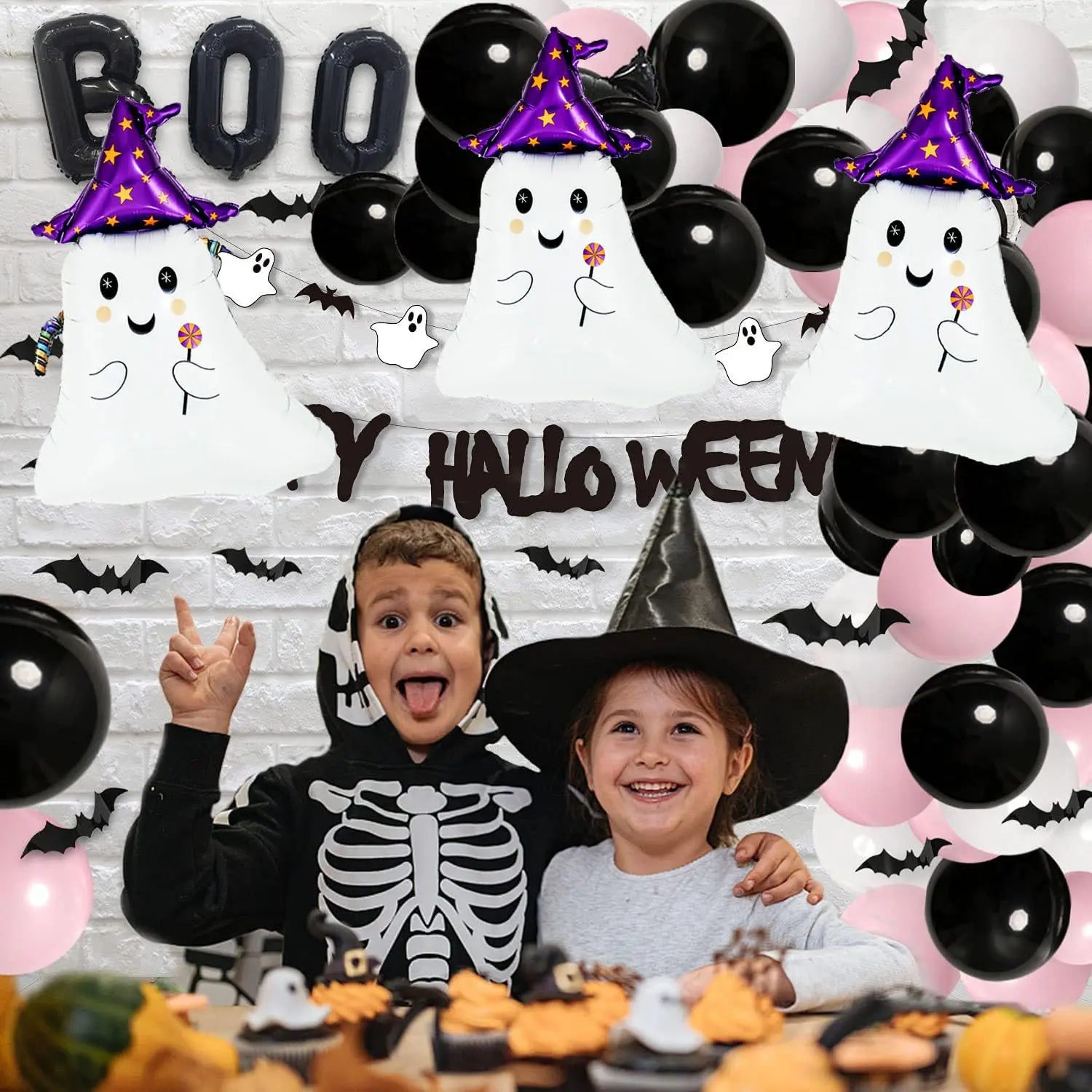 5pcs 31.5 inch cute ghost aluminum foil balloons birthday Halloween haunted house party decoration balloons