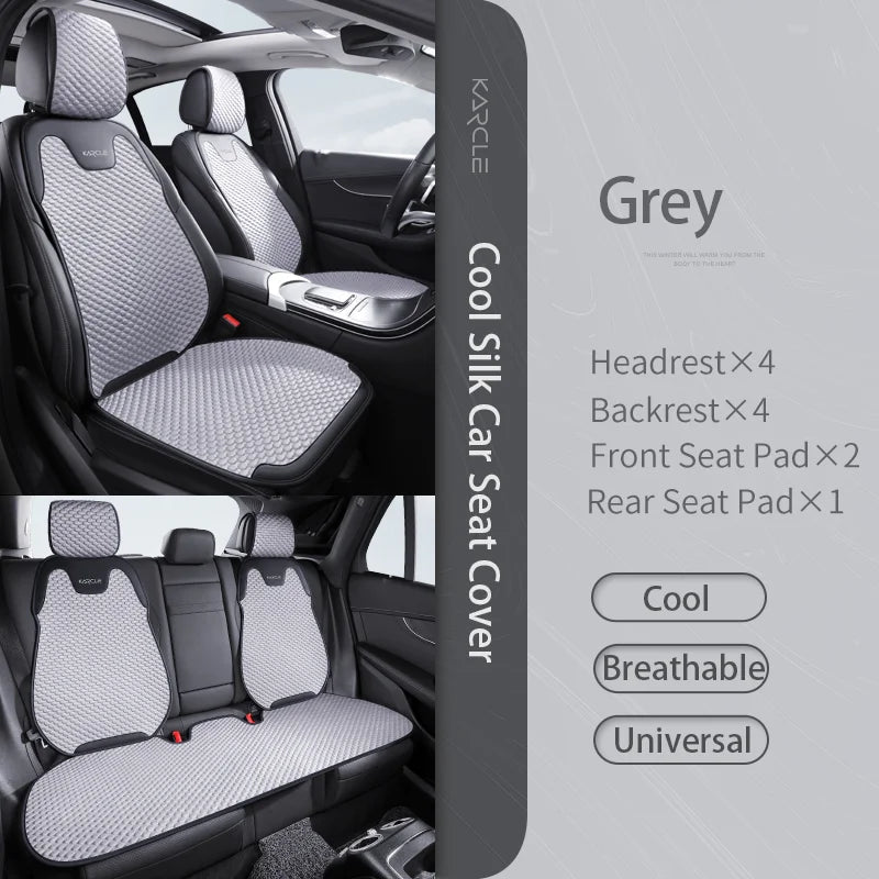 Universal Ice Silk Summer Car Seat Covers Breathable Car Seat Covers Full Set Sweat Absorption Auto Seat Cushion Car Accessories