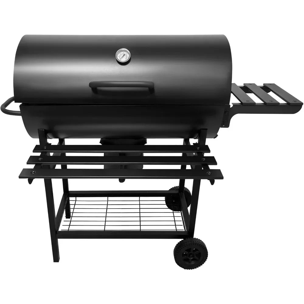 Charcoal BBQ Grill, 2 Foldable Side Tables, 28-Inch, Outdoor BBQ Grill