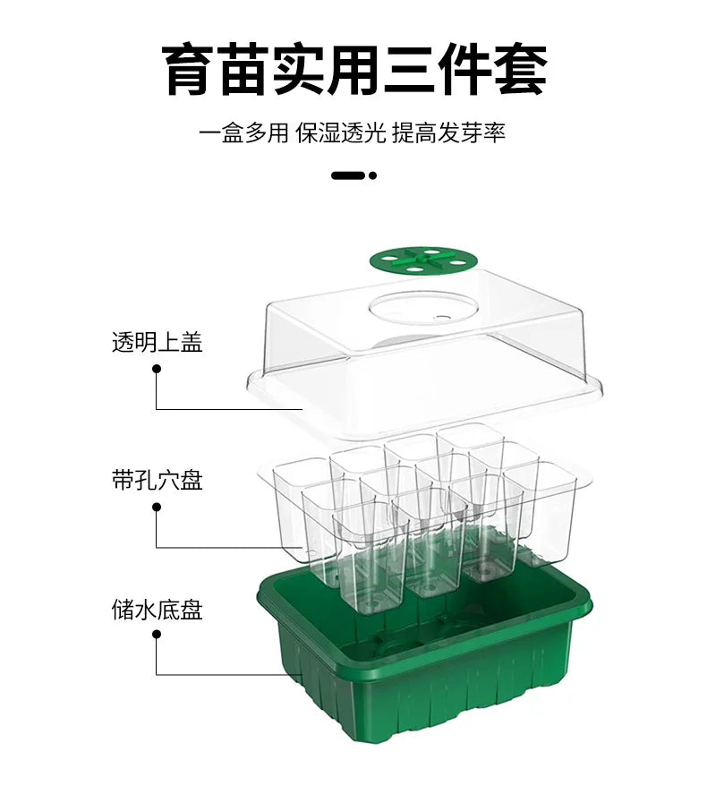 12-well Plastic Seedling Pot Succulent Sowing Seedling Box Insulated Seedling Tray