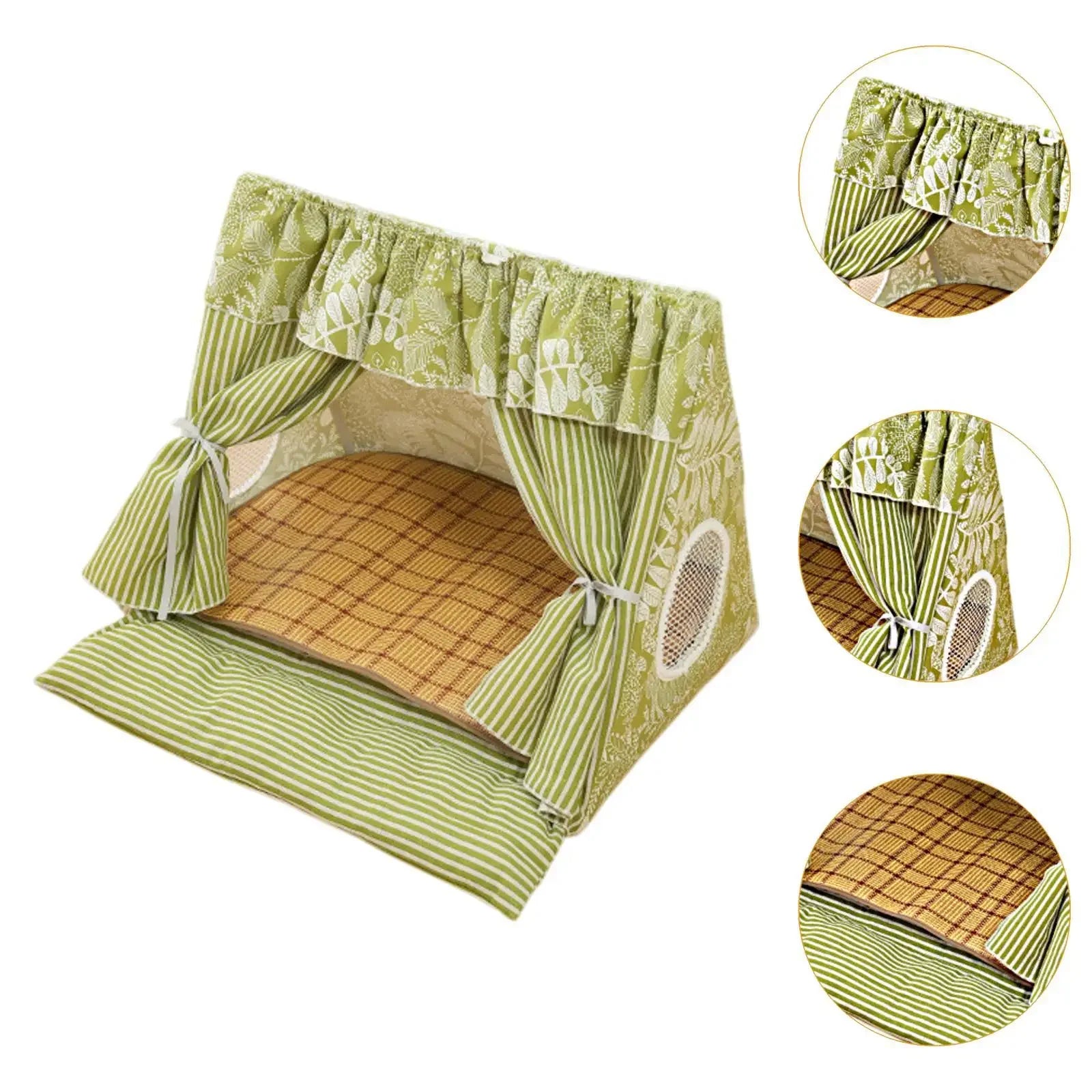 Cute Cat Tent House Removable Clean Dog Tent Bed Breathable Cool Cats Summer Cave Large Space Puppy Kitten House Pet Accessories