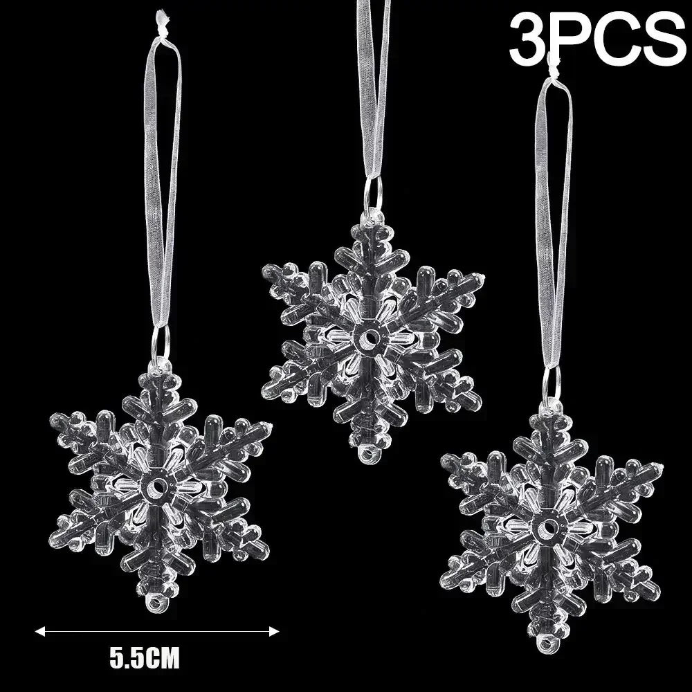 Christmas Acrylic Snowflake Clear Simulation Icicle Ornaments Xmas Tree Hanging Pendants DIY Winter New Year Party Decoration