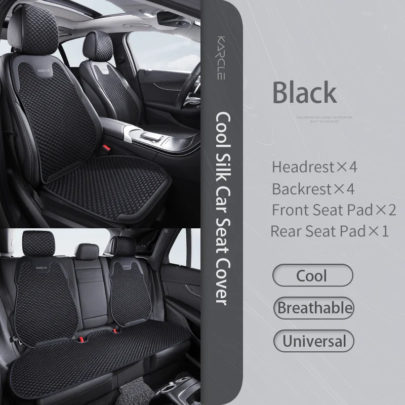 Universal Ice Silk Summer Car Seat Covers Breathable Car Seat Covers Full Set Sweat Absorption Auto Seat Cushion Car Accessories