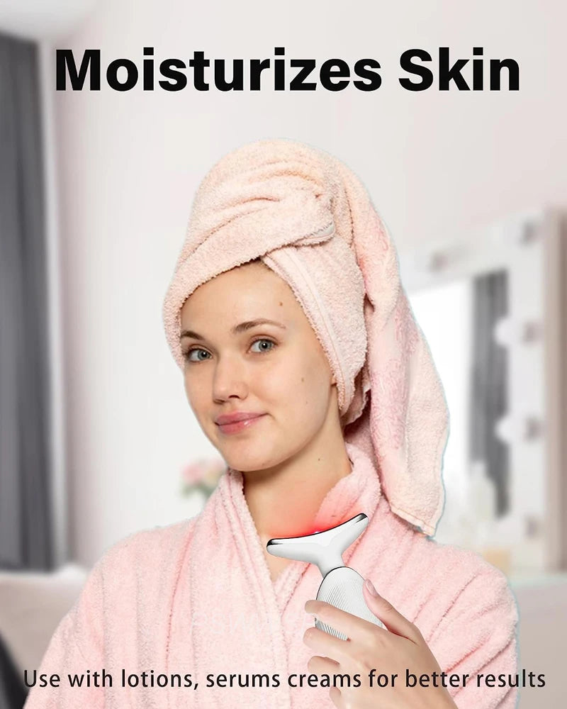 EMS Neck Facial Massager Lift Seven Colours LED Photon Therapy Vibration Face Beautify Anti Wrinkles Tightening Skin Care Device