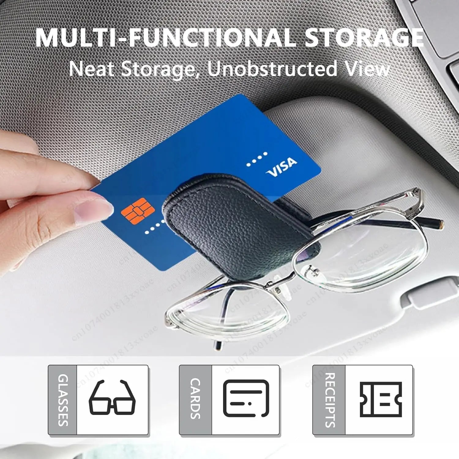 Sunglasses Holder Is Suitable for Car Sun shades Magnetic Leather Sunglasses Clip and Ticket Clip Car Sunshade Accessories