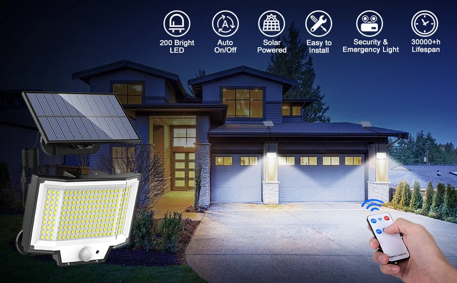Solar Lights Outdoor Garden 200/288LED Solar Security Light Motion Sensor 3 Mode Waterproof Solar Powered Flood Lamp Yard Garage