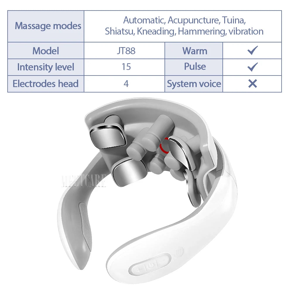 Smart Back Neck Massager with Heating TENS Pulse Cervical Muscle Massage Wireless Shoulder Relief Pain Health Care