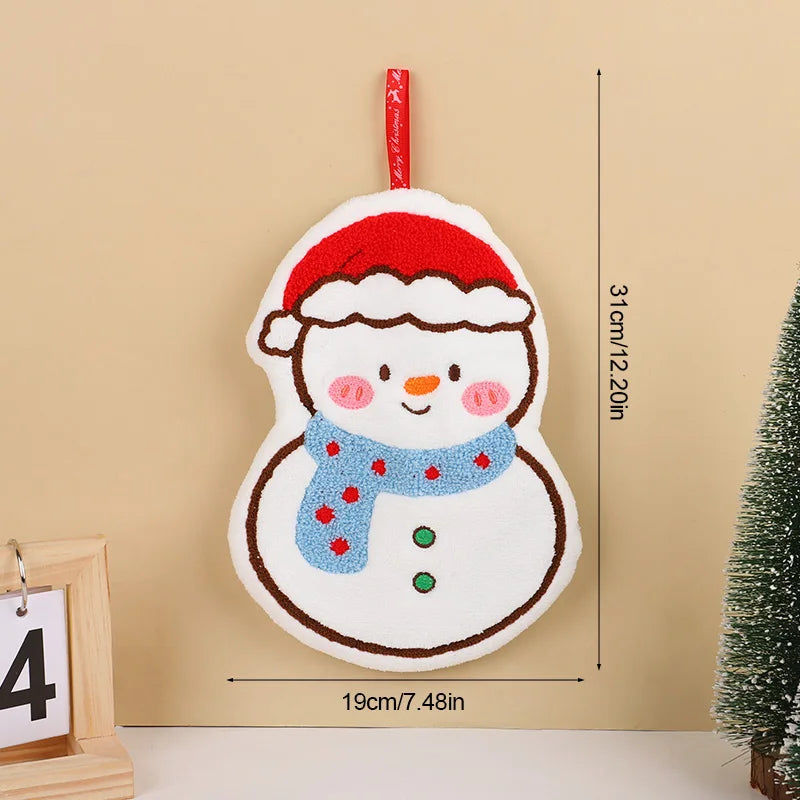 Christmas Hand Towel Cartoon Gingerbread Man Snowman Coral Fleece Towel Christmas Home Kitchen Bathroom Decoration Xmas Gifts
