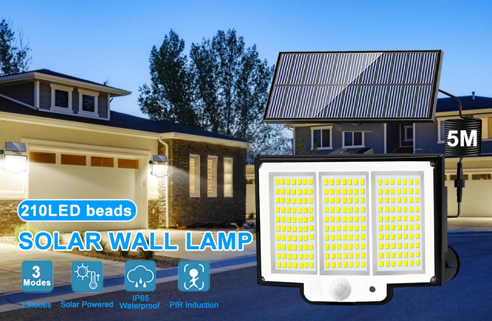 Solar Lights Outdoor Garden 200/288LED Solar Security Light Motion Sensor 3 Mode Waterproof Solar Powered Flood Lamp Yard Garage