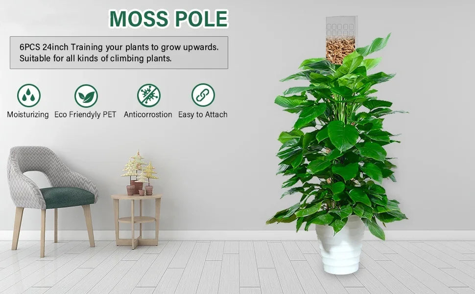 Moss Pole Plastic Plant Stand Indoor Climbing Plants Guardian Tutors Pot Moss Stick For Plants Growth Garden Support Accessories