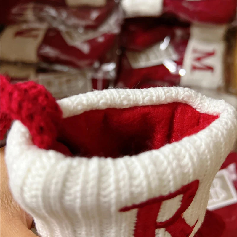 Christmas Boots Letters Christmas Stocking New Knitting Christmas Tree Pendant Decorations SnowflakeChristmas Socks