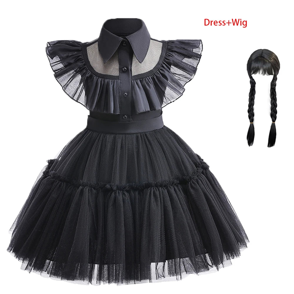 1-6 Years Children Dress For Girl Costume 2023 New Vestidos For Kids Birthday Party Dresses Black Halloween Cosplay Costumes