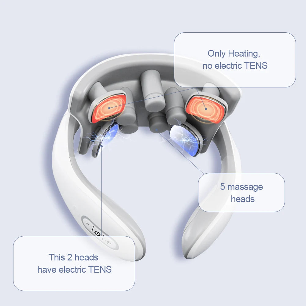 Smart Back Neck Massager with Heating TENS Pulse Cervical Muscle Massage Wireless Shoulder Relief Pain Health Care