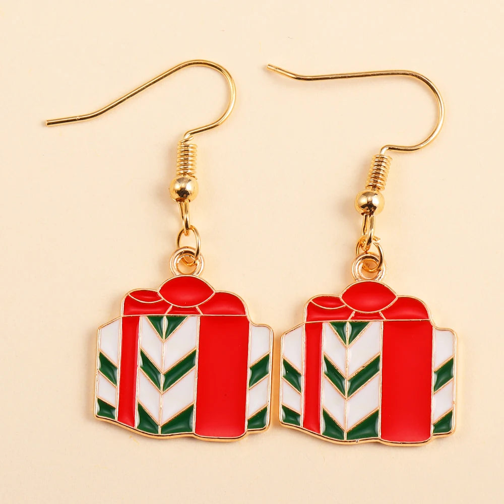 2Pairs Cute Christmas Set Earring Alloy Enamel Bell Snowflake Snowhouse Design Earrings - Perfect Holiday Jewelry Gift