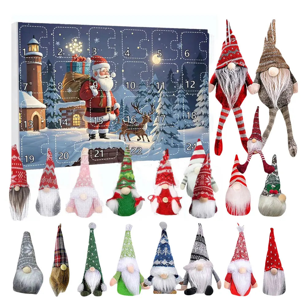 24 Days Christmas Gnome Holidays Advent Calendar Gnome Dolls Plush Toy 2024 Xmas Countdown Calendar New Year Holidays Gifts Box