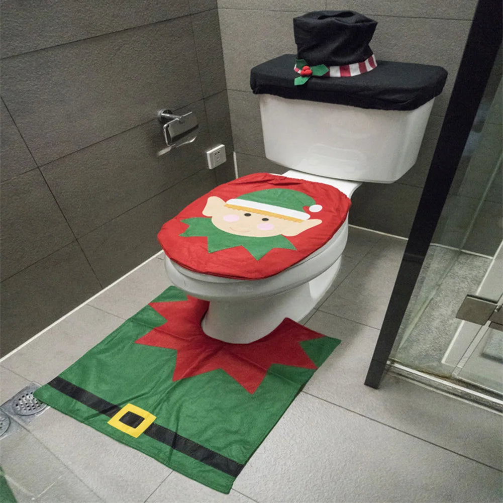 2025 Cute Christmas Toilet Seat Covers Creative Santa Claus Bathroom Mat Xmas Supplies for Home New Year Navidad Gift Decor 2026